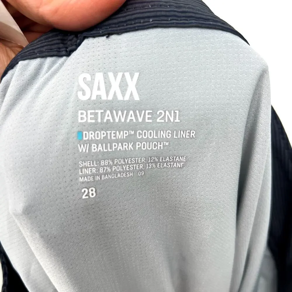 SAXX Betawave 2n1 Swim Board Shorts Size 28 Blue Stripe 7